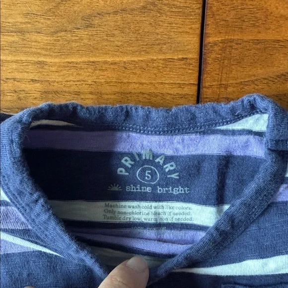 Primary striped purple long sleeve shirt size 5 - Picture 2 of 2